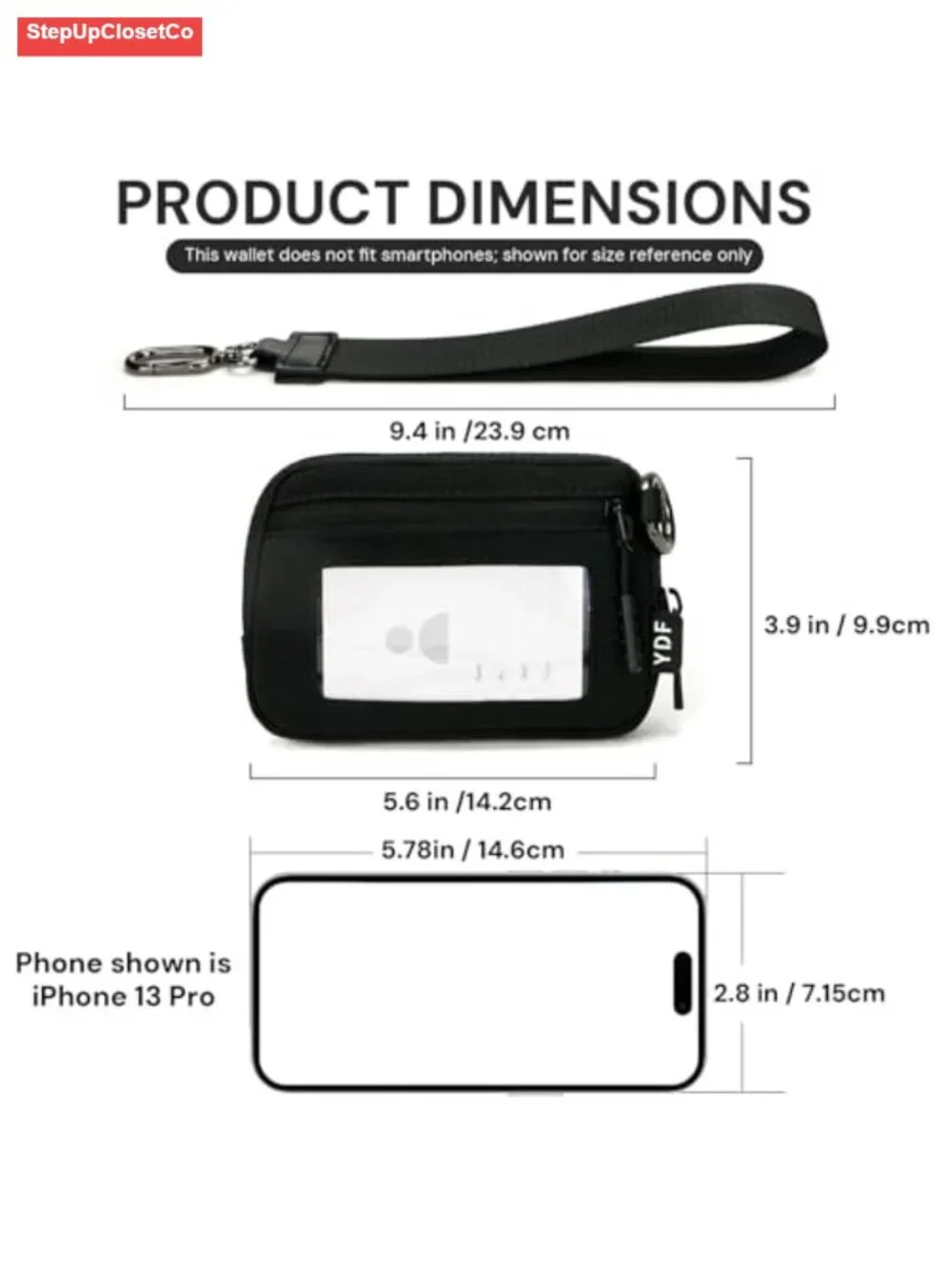 RFID Blocking Nylon Wristlet Wallet with ID Window & Lipstick Holder